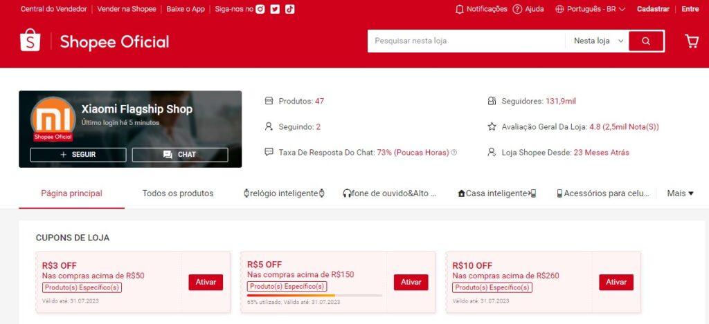 Conheça a Loja Oficial da Xiaomi na Shopee Seletronic