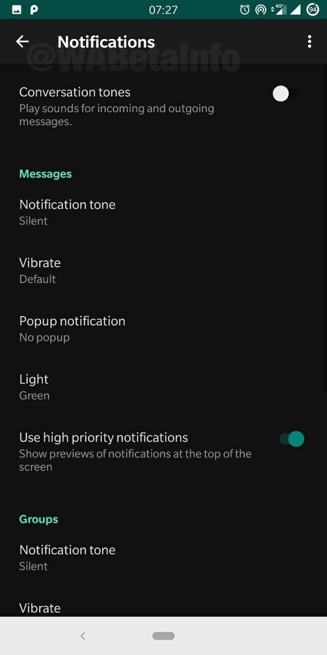 Notificações no Dark Mode Whatsapp