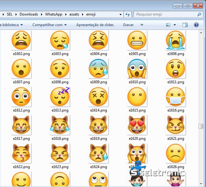 Emojis do Whatsapp na pasta emoji