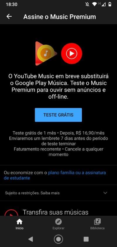 O Youtube Music em breve substituirá o Google Play Musica