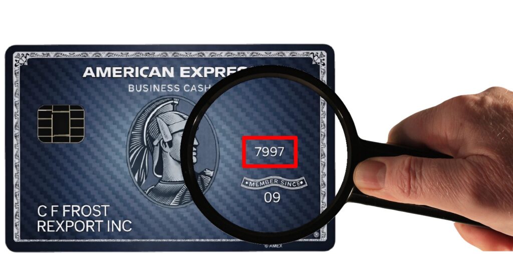 CVV do cartão Amex (Americam Express) na frente do cartão