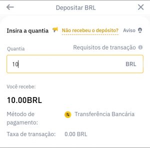 Deposito minimo de 10 reais Binance