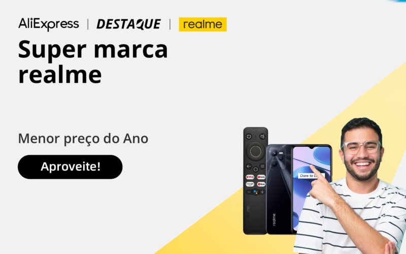 Imagem de Campanha Realme no AliExpress: Sem taxas, até 40% OFF, Frete Grátis e Entrega Rápida no Brasil!