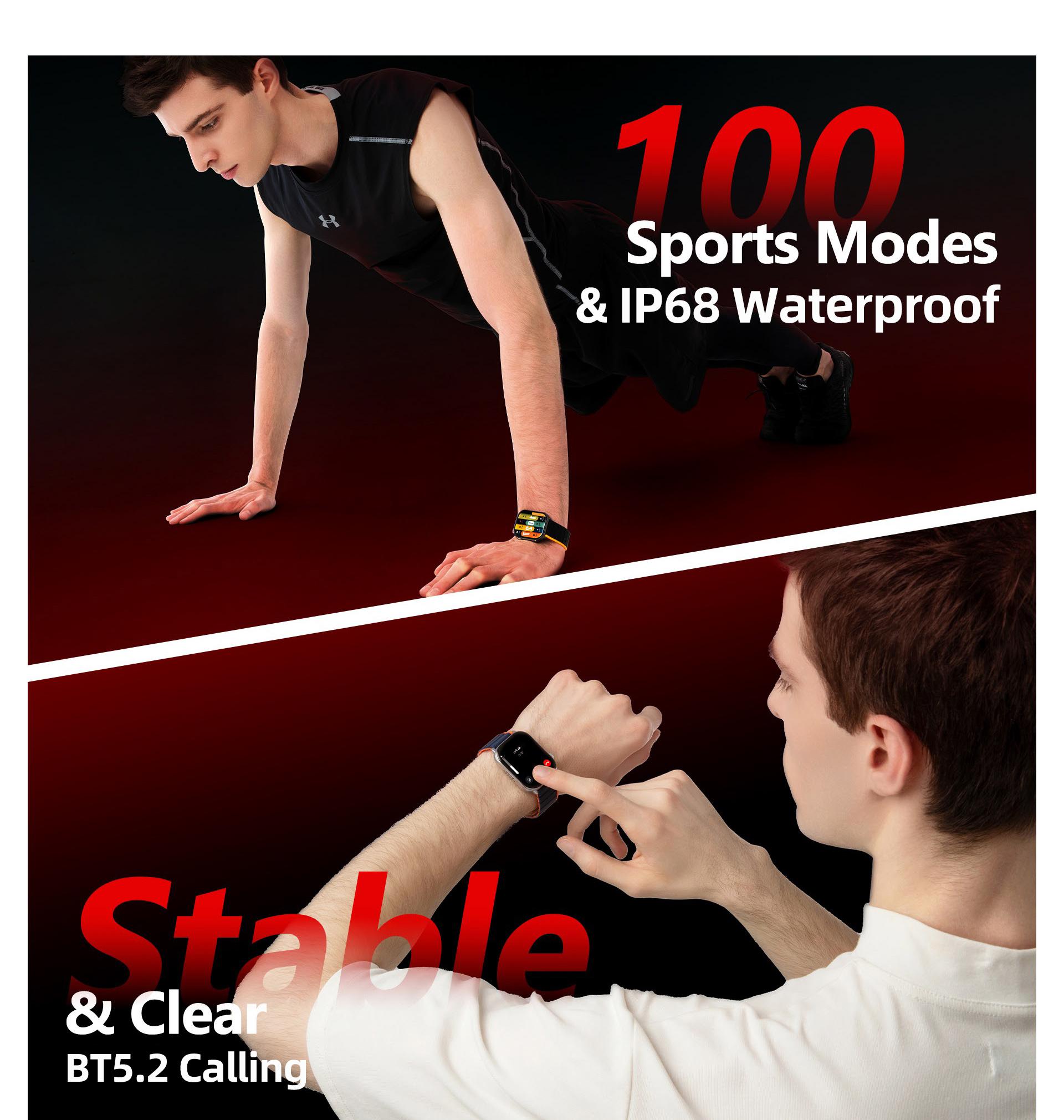 100 modos esportivos integrados, incluindo corrida, ciclismo, natação e ioga, etc