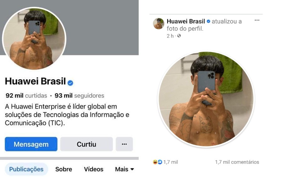 Perfil da Huawei Brasil no Facebook pode ter sido Hackeado! Foto foi trocada por algo Inusitado