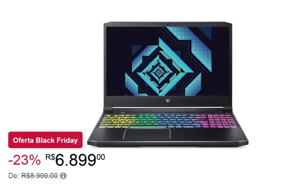 Black Friday: Notebook Acer Gamer Predator Helios está 23% OFF, custando apenas R$6.899 Em até 10x na Amazon