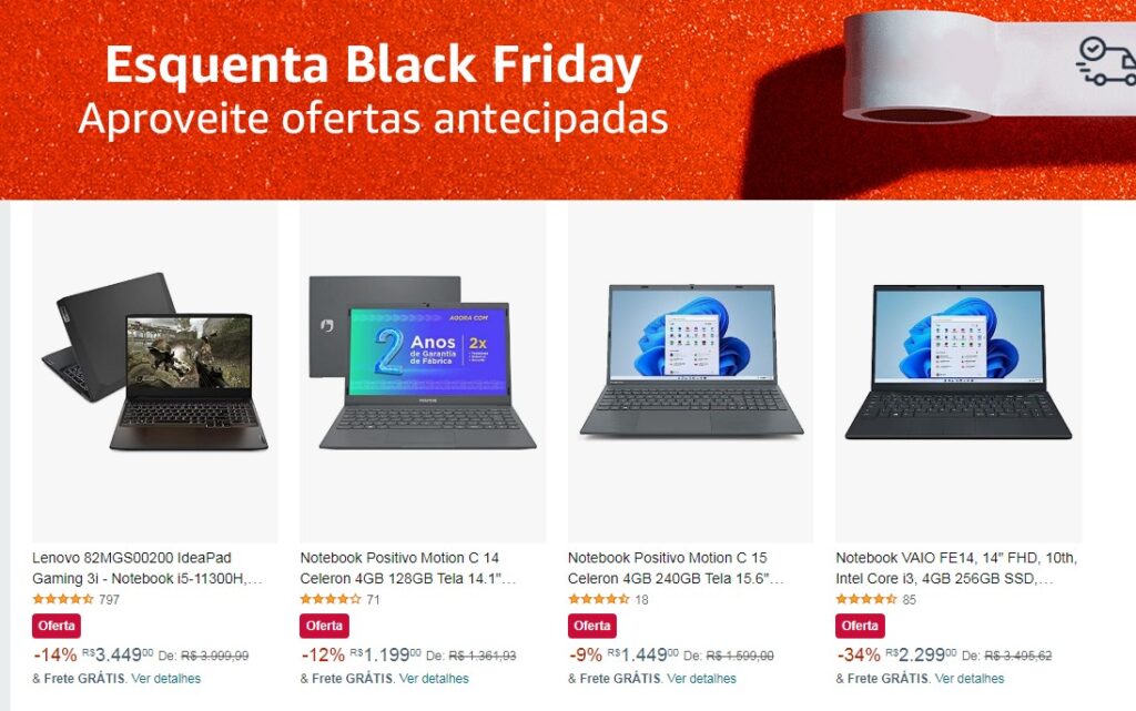 Black Friday: Amazon tem Seleção em Notebooks até 34% OFF