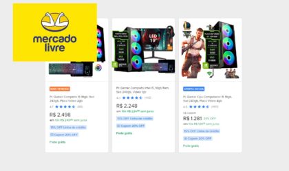 Imagem de Cupom Mercado Livre oferece 20% de desconto em computadores gamer