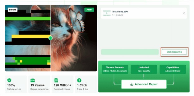 clique em iniciar reparo