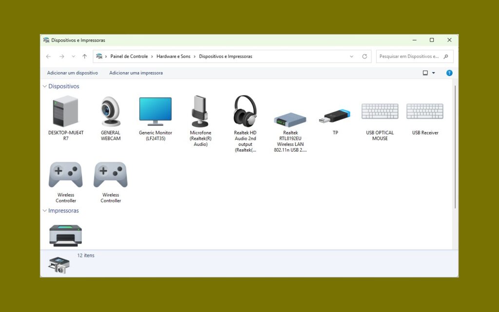 Como Abrir Dispositivos e Impressoras em Modo Clássico no Windows 11