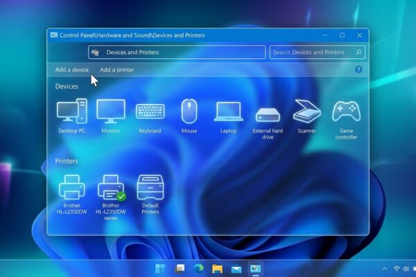 Painel clássico de Dispositivos e Impressoras no Windows 11