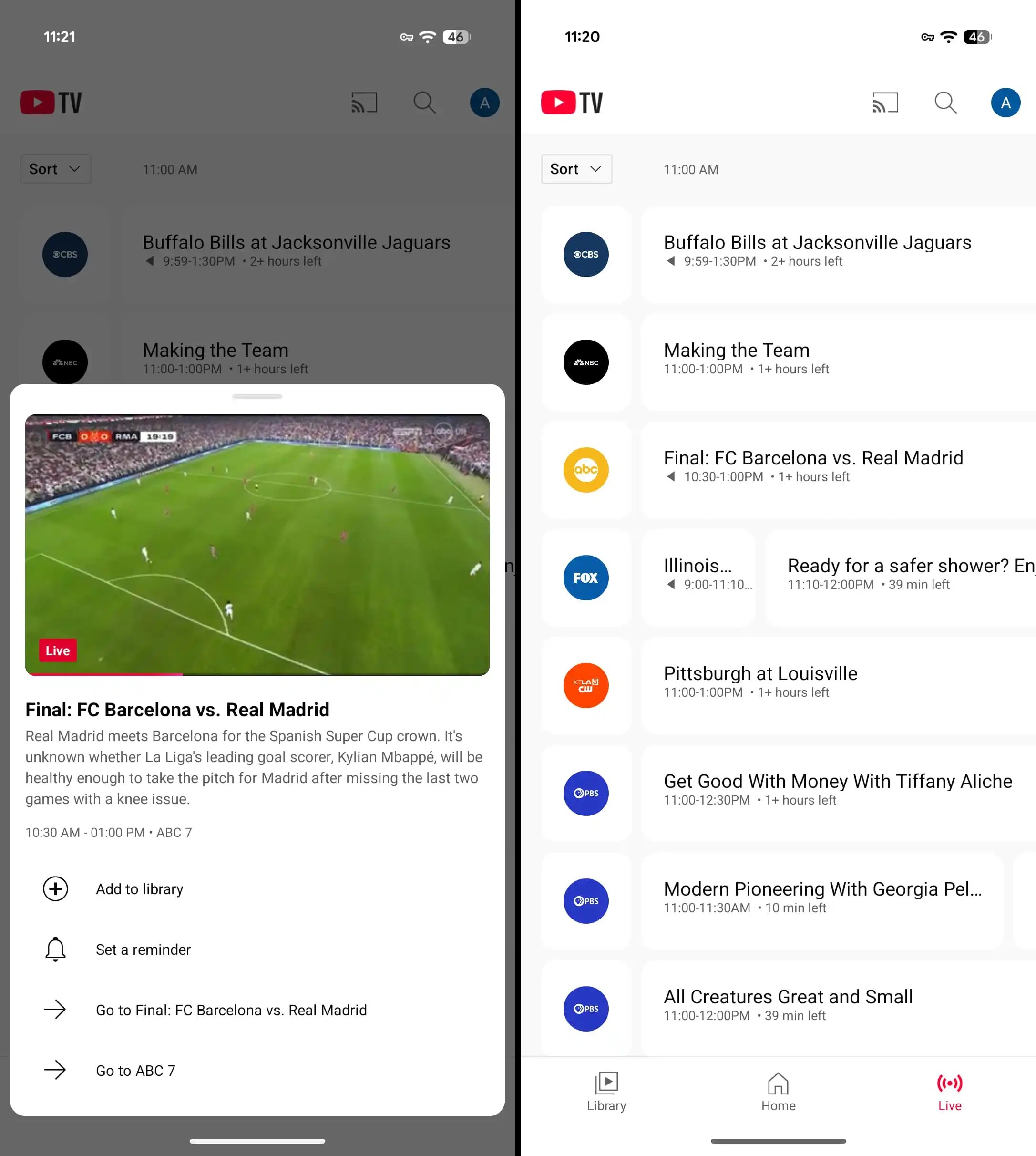 Novo design do Guia ao Vivo - Barra de progresso