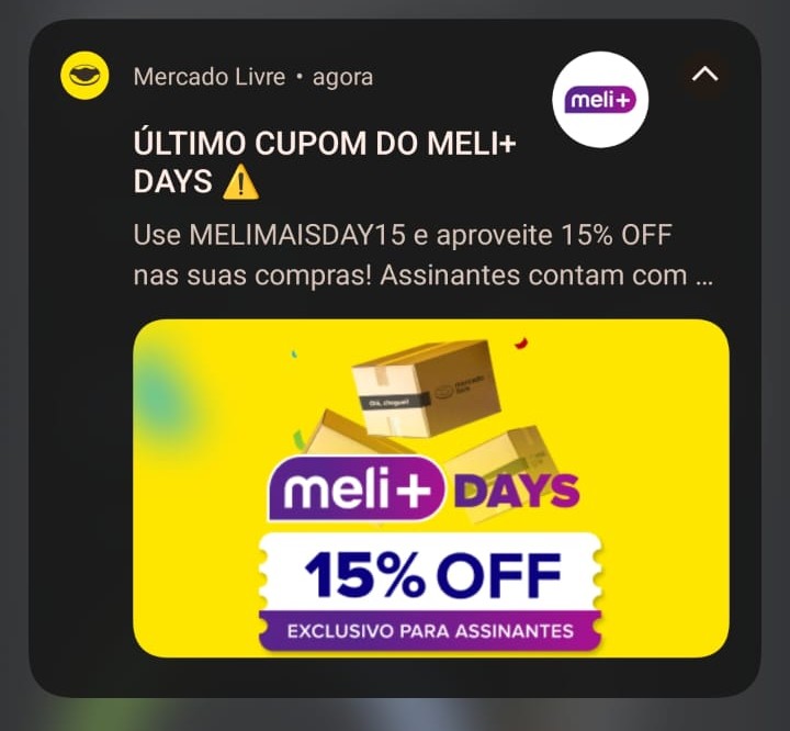 Aviso do Mercado Livre