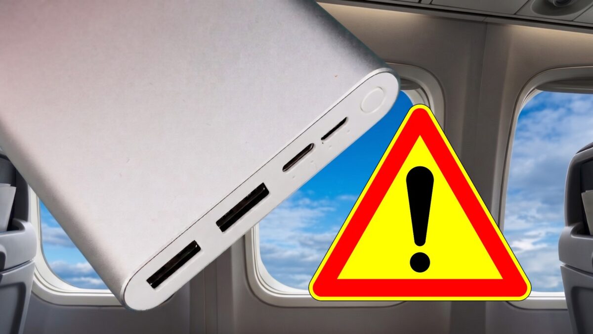 Power bank no avião e sinal de alerta