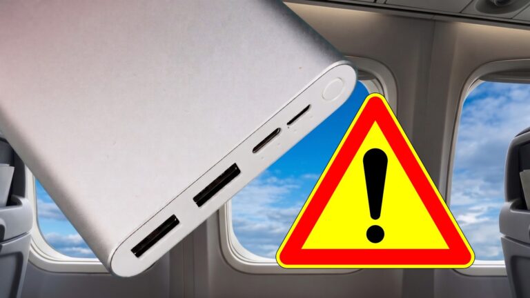 Power bank no avião e sinal de alerta