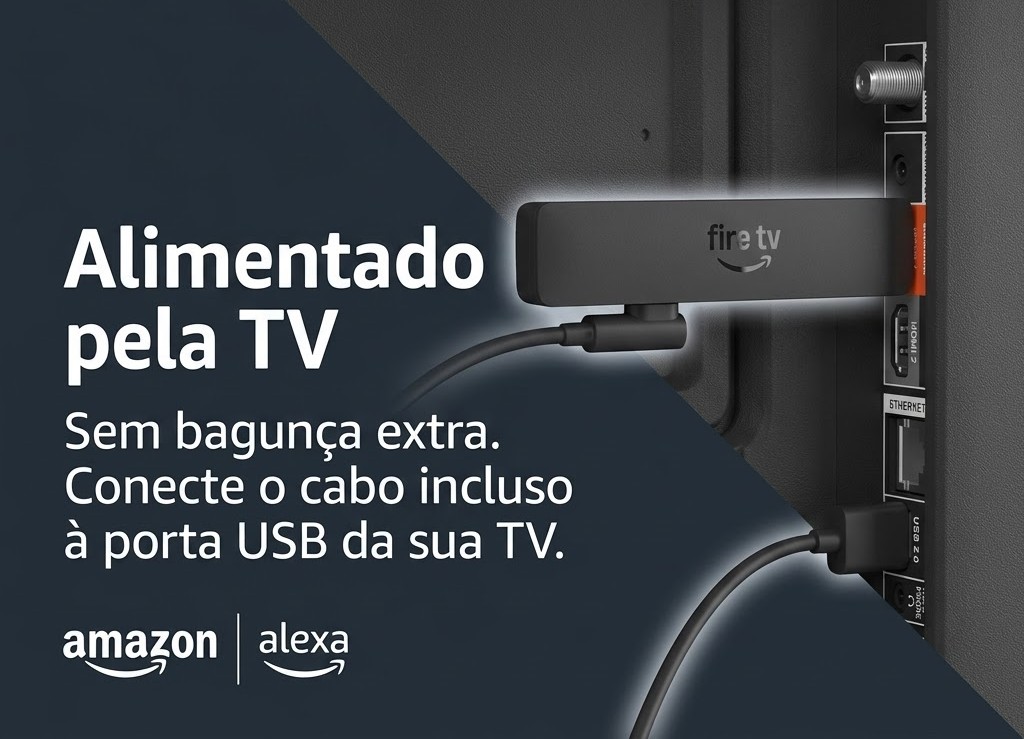 Fire TV Stick HD na porta USB da própria TV