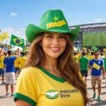 Torcida com logo do Mercado Livre e copa do mundo