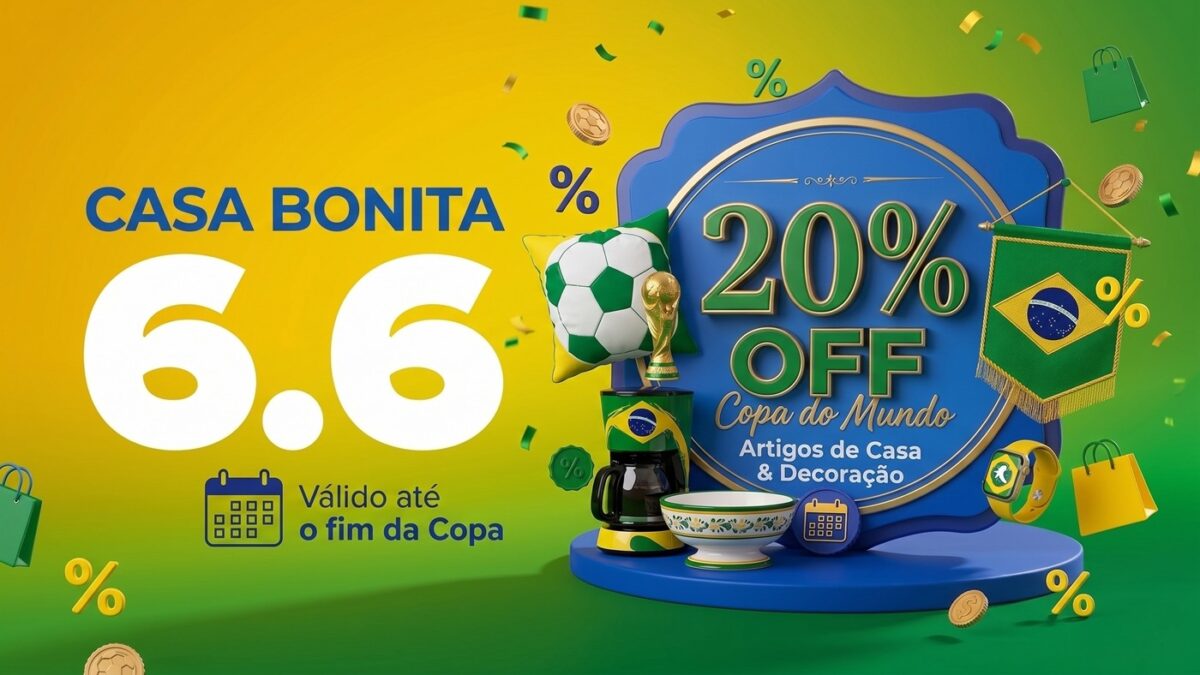 Promoção de móveis e decoração no Mercado Livre 6.6 com selo de 20% de desconto