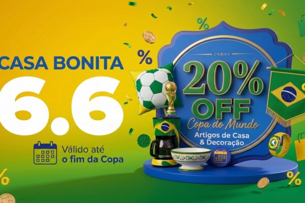 Promoção de móveis e decoração no Mercado Livre 6.6 com selo de 20% de desconto
