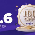 Logotipo do Mercado Livre Meli destacando vantagem em cupons de desconto durante o evento 6.6.