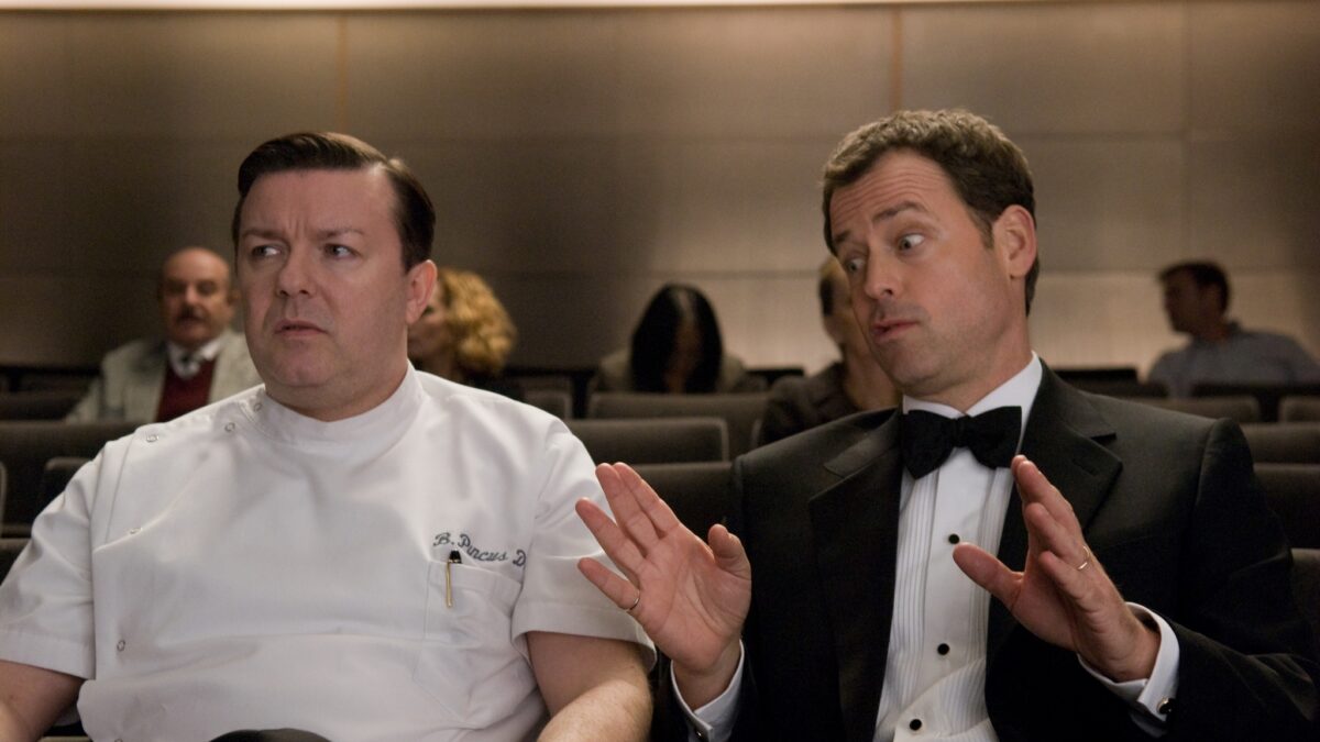 Cena do filme Ghost Town com Ricky Gervais