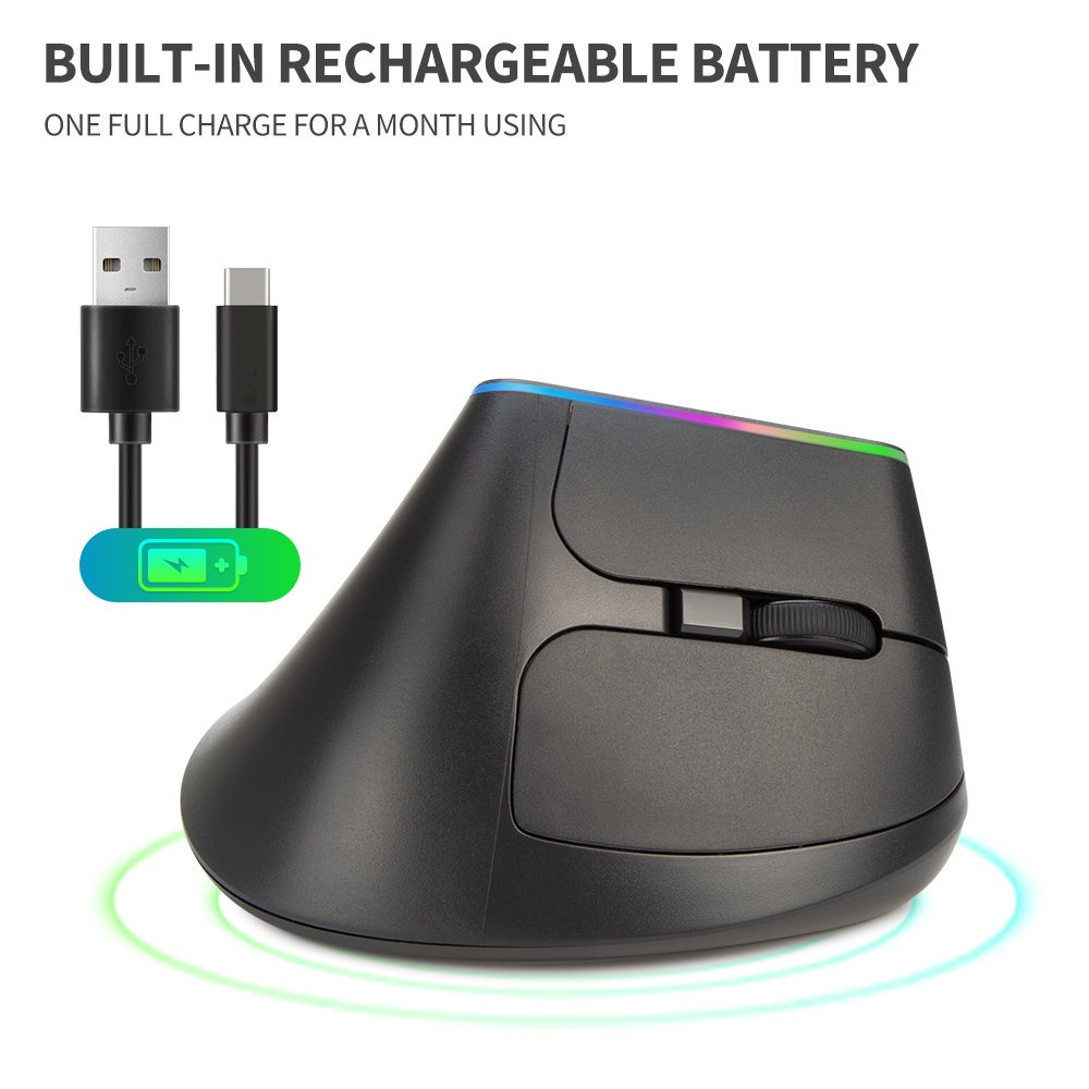 Mouse Sem Fio Ergonômico Vertical Delux M618DB - Imagem 2