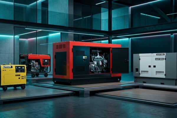 Grupo gerador a diesel moderno instalado em uma central de energia elétrica industrial