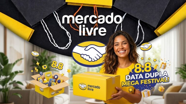 Cupons Mercado Livre Data Dupla 8.8 25% e 15% OFF