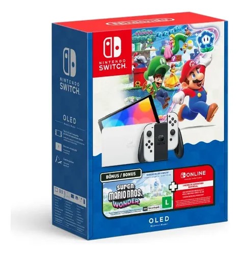 Console Nintendo Switch OLED 64GB Bundle Super Mario Bros. Wonder + 3 Meses Online - Imagem 1