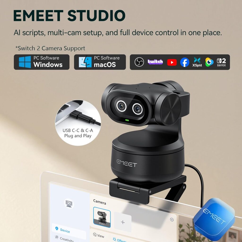 EMEET PIXY Câmera PTZ Dual com IA - Imagem 2