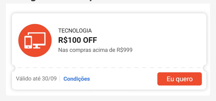 Print do cupom de R$ 100 OFF em tecnologia na Shopee