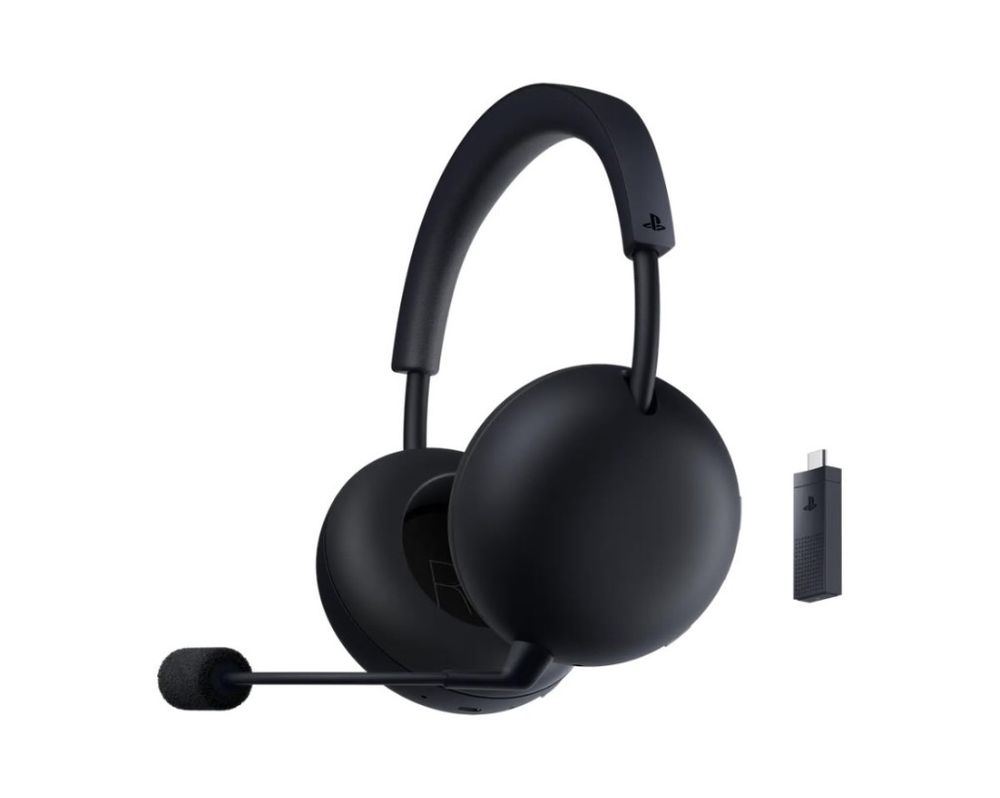 Headset sem fio PlayStation Pulse Edge em Midnight Black com microfone boom e adaptador USB-C PlayStation Link