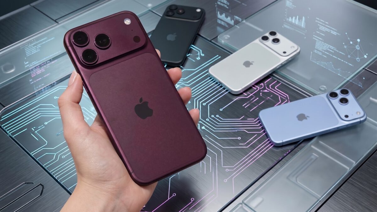 iPhone 18 Pro nas cores Burgundy, Glacier, Silver e Black