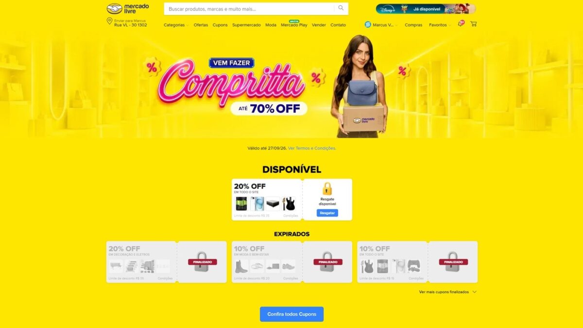 Banner oficial da campanha Compritta das 20 horas no Mercado Livre