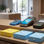 Maquininhas de cartão Mercado Pago Point Pro e Smart expostas em balcão comercial com embalagens oficiais
