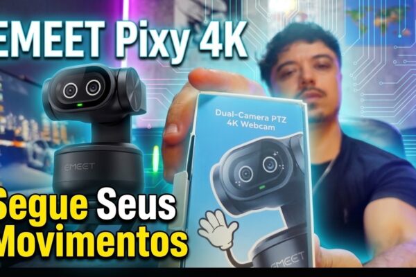 Webcam EMEET Pixy 4K PTZ inteligente com câmera dupla e rastreamento automático por inteligência artificial