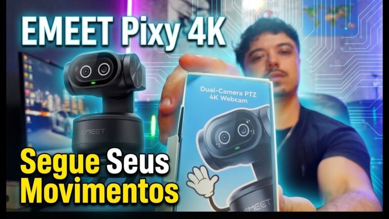 Webcam EMEET Pixy 4K PTZ inteligente com câmera dupla e rastreamento automático por inteligência artificial