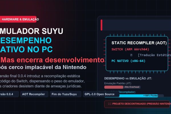 Emulador Suyu atinge desempenho nativo no PC com recompilação estática mas encerra desenvolvimento