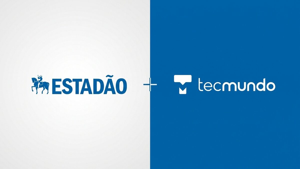Logotipos do Estadão e TecMundo lado a lado simbolizando a aquisição da NZN e o redirecionamento de domínio