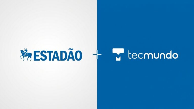 Logotipos do Estadão e TecMundo lado a lado simbolizando a aquisição da NZN e o redirecionamento de domínio