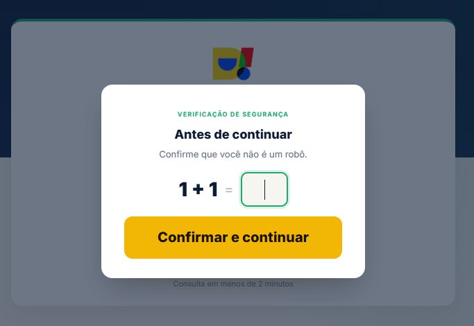 Mini-desafio matemático usado como filtro anti-bot e cloaking