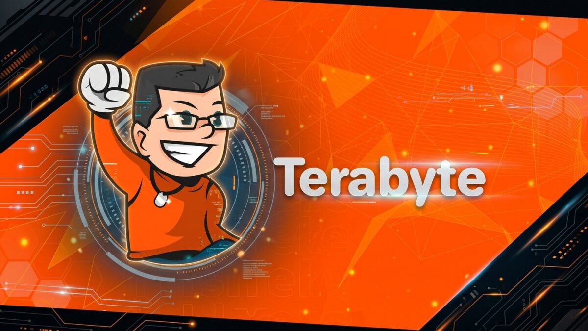 Mascote e logo oficial da TerabyteShop ilustrando pacote de cupons de desconto em hardware nesta sexta-feira