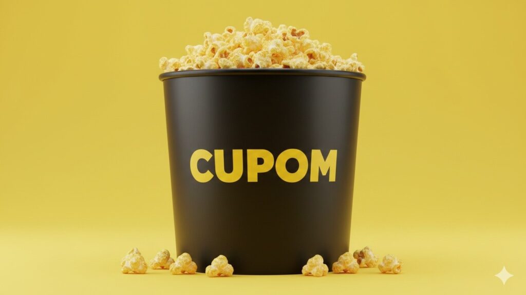 Embalagem e entrega oficial do Mercado Livre ilustrando cupom de 35% OFF em queima de estoque
