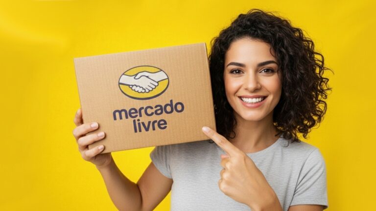 Cliente recebendo encomenda do Mercado Livre em casa ilustrando cupom de R$ 60 OFF para todo o site