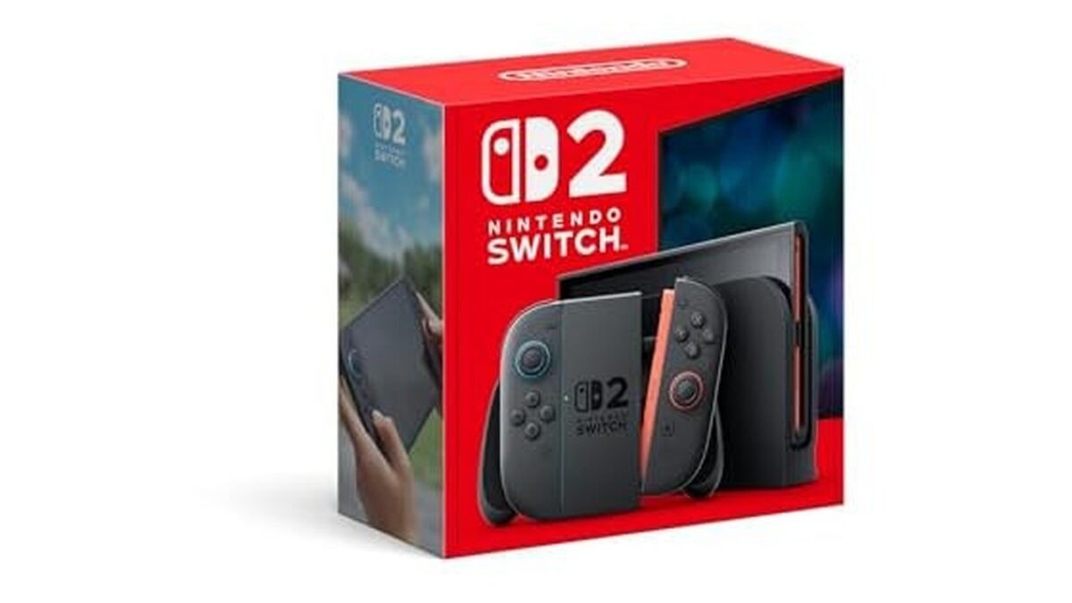 Console Nintendo Switch 2 em destaque com embalagem oficial e selo de oferta especial na Amazon