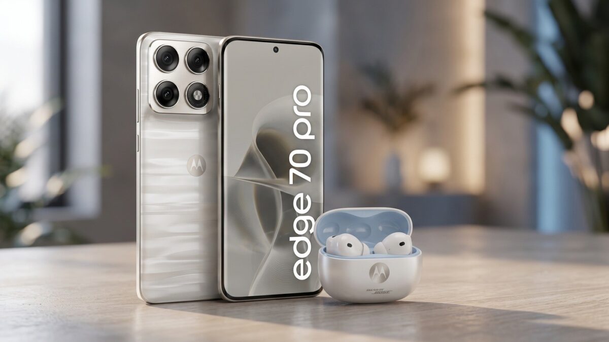 Kit Smartphone Motorola Edge 5G branco junto com fone de ouvido Moto Buds Plus com som Bose em oferta no Mercado Livre