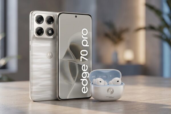 Kit Smartphone Motorola Edge 5G branco junto com fone de ouvido Moto Buds Plus com som Bose em oferta no Mercado Livre