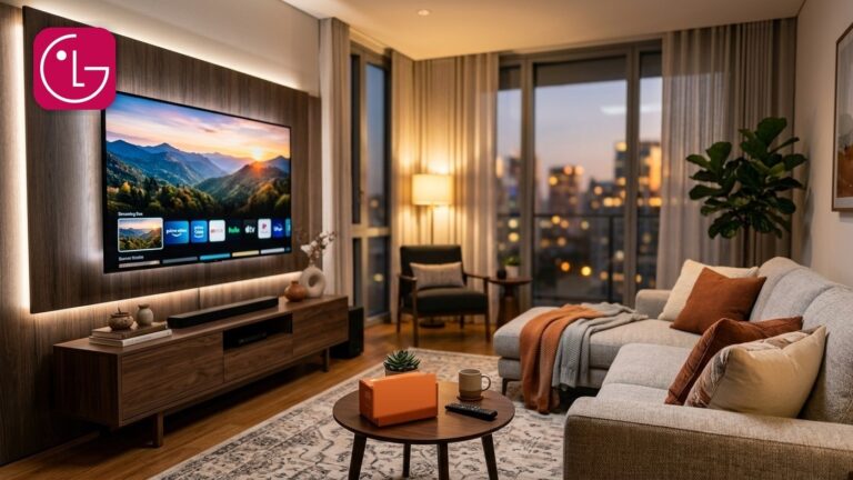 Smart TV LG NanoCell 4K em ambiente moderno ilustrando cupom de desconto de 15% na loja oficial