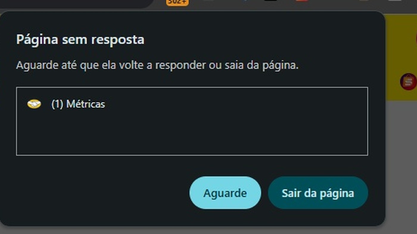 Erro e crash na página de métricas de afiliados do Mercado Livre