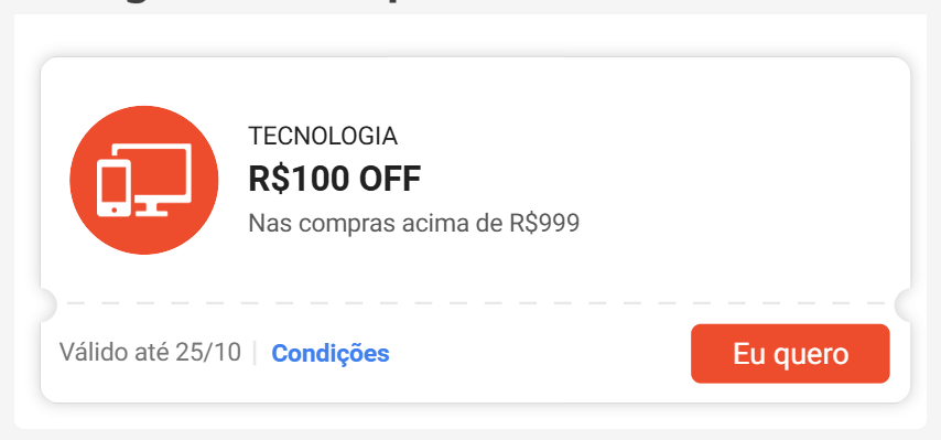Print do cupom de R$ 100 OFF em tecnologia na Shopee